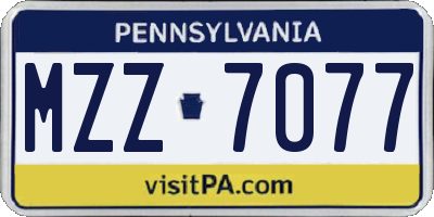 PA license plate MZZ7077