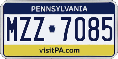 PA license plate MZZ7085