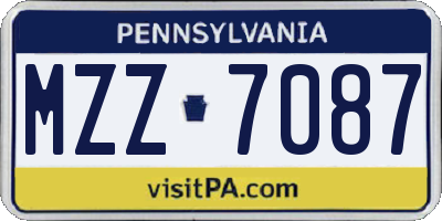 PA license plate MZZ7087