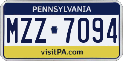 PA license plate MZZ7094