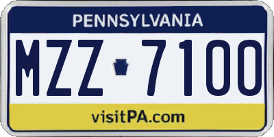 PA license plate MZZ7100