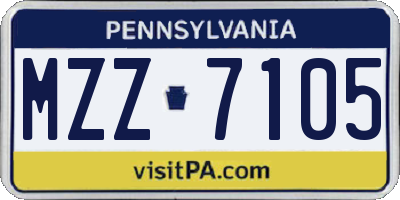 PA license plate MZZ7105