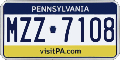 PA license plate MZZ7108