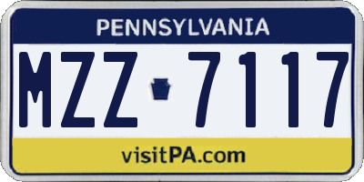 PA license plate MZZ7117