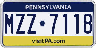 PA license plate MZZ7118