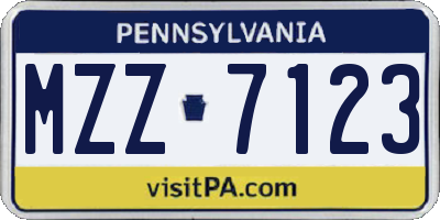 PA license plate MZZ7123