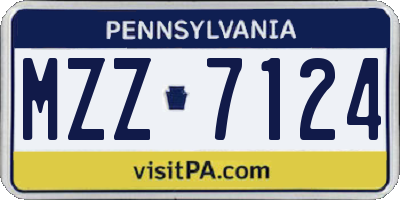 PA license plate MZZ7124