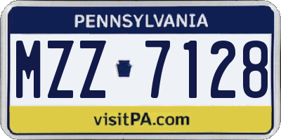 PA license plate MZZ7128