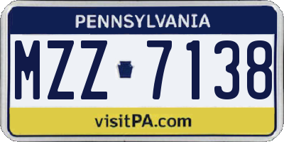 PA license plate MZZ7138