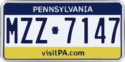 PA license plate MZZ7147