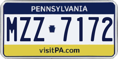 PA license plate MZZ7172