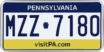 PA license plate MZZ7180