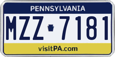 PA license plate MZZ7181