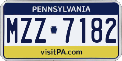 PA license plate MZZ7182