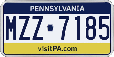 PA license plate MZZ7185