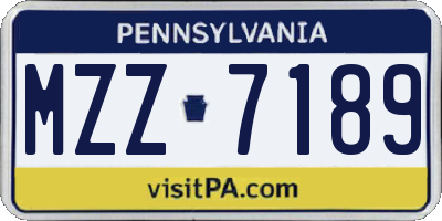 PA license plate MZZ7189