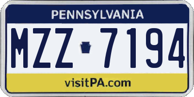 PA license plate MZZ7194