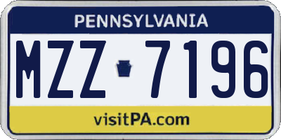 PA license plate MZZ7196