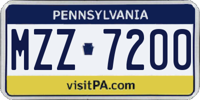 PA license plate MZZ7200