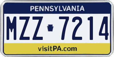 PA license plate MZZ7214