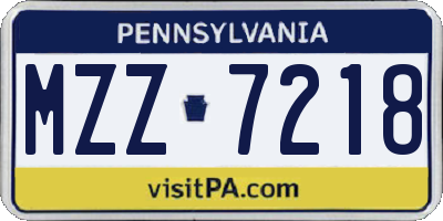 PA license plate MZZ7218