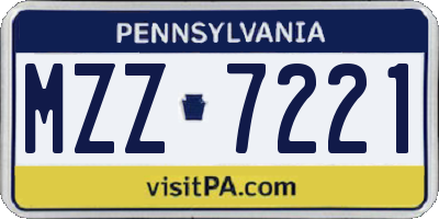 PA license plate MZZ7221
