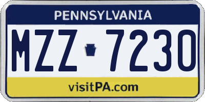 PA license plate MZZ7230