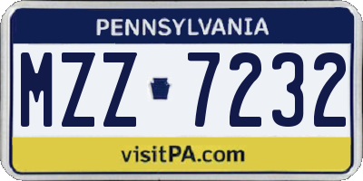 PA license plate MZZ7232