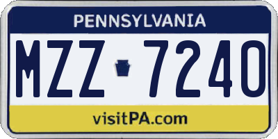 PA license plate MZZ7240