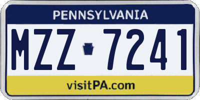 PA license plate MZZ7241