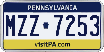 PA license plate MZZ7253