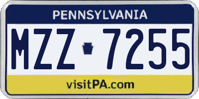PA license plate MZZ7255