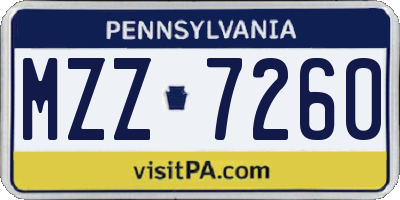 PA license plate MZZ7260