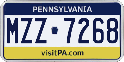 PA license plate MZZ7268