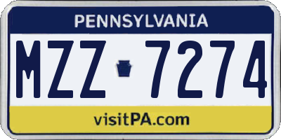 PA license plate MZZ7274