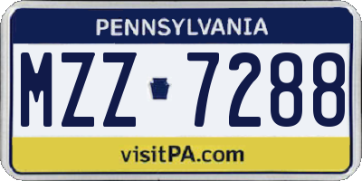 PA license plate MZZ7288