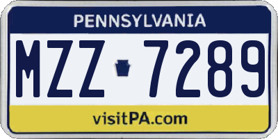 PA license plate MZZ7289