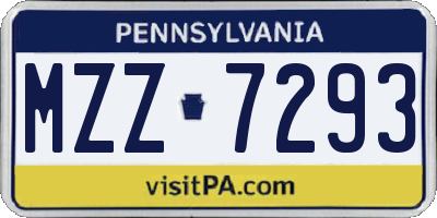 PA license plate MZZ7293