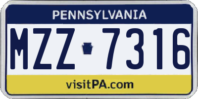 PA license plate MZZ7316