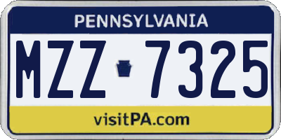 PA license plate MZZ7325
