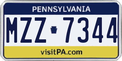 PA license plate MZZ7344