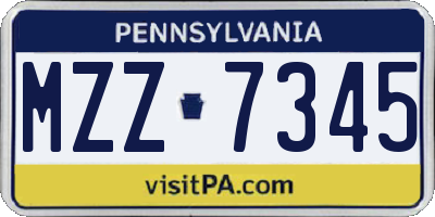 PA license plate MZZ7345