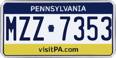 PA license plate MZZ7353