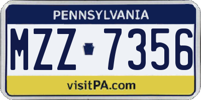 PA license plate MZZ7356