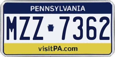 PA license plate MZZ7362