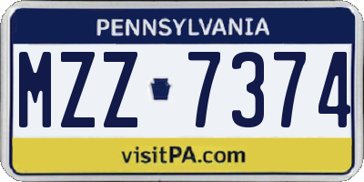 PA license plate MZZ7374