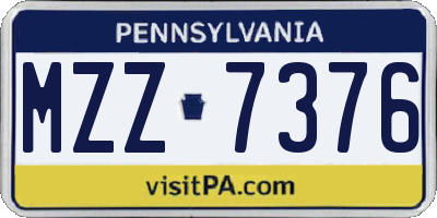 PA license plate MZZ7376