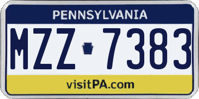 PA license plate MZZ7383