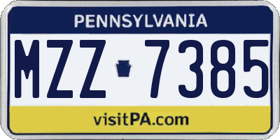 PA license plate MZZ7385