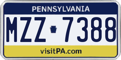 PA license plate MZZ7388
